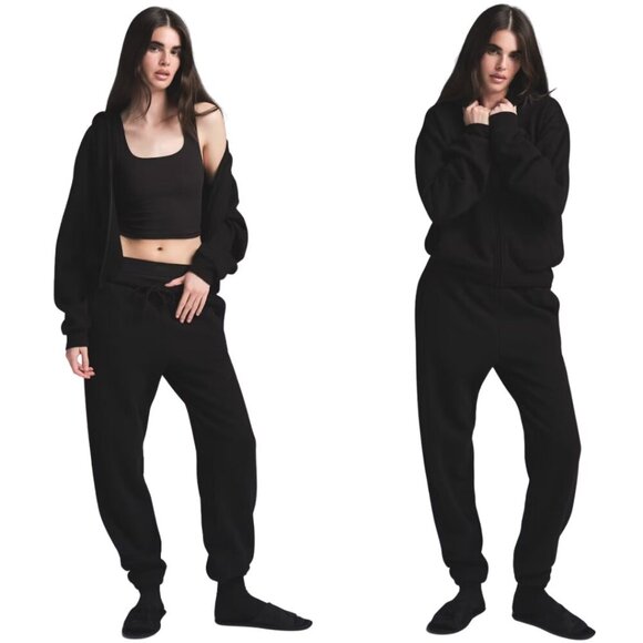 Skims Cotton Fleece Classic Jogger Sweatpants Women's 3X Onyx Black Lounge NWOT - Picture 1 of 11
